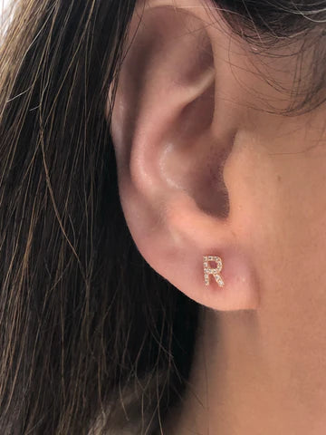 Initial Stud Earrings