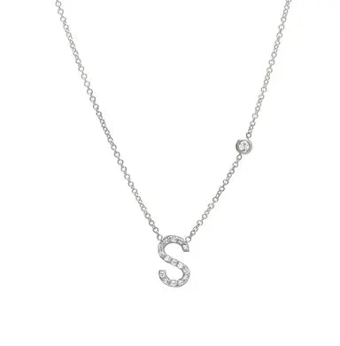 Initial Pendant + Side Diamond Necklace
