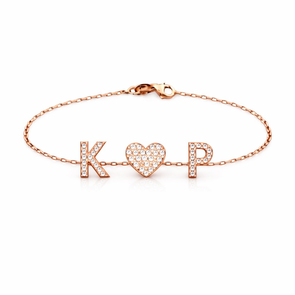 Double Initial Heart Bracelet