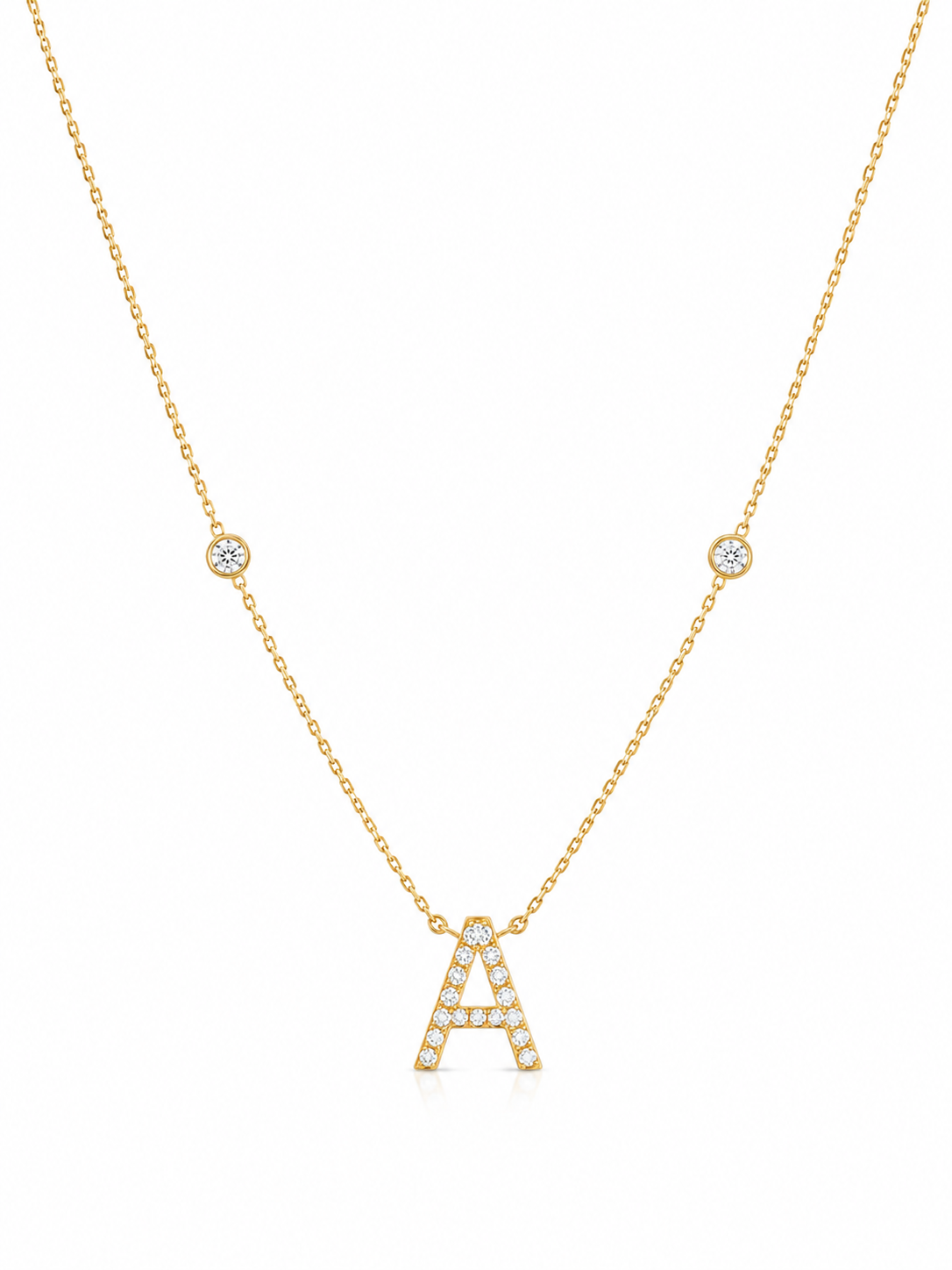Bezel Sides Initial Necklace