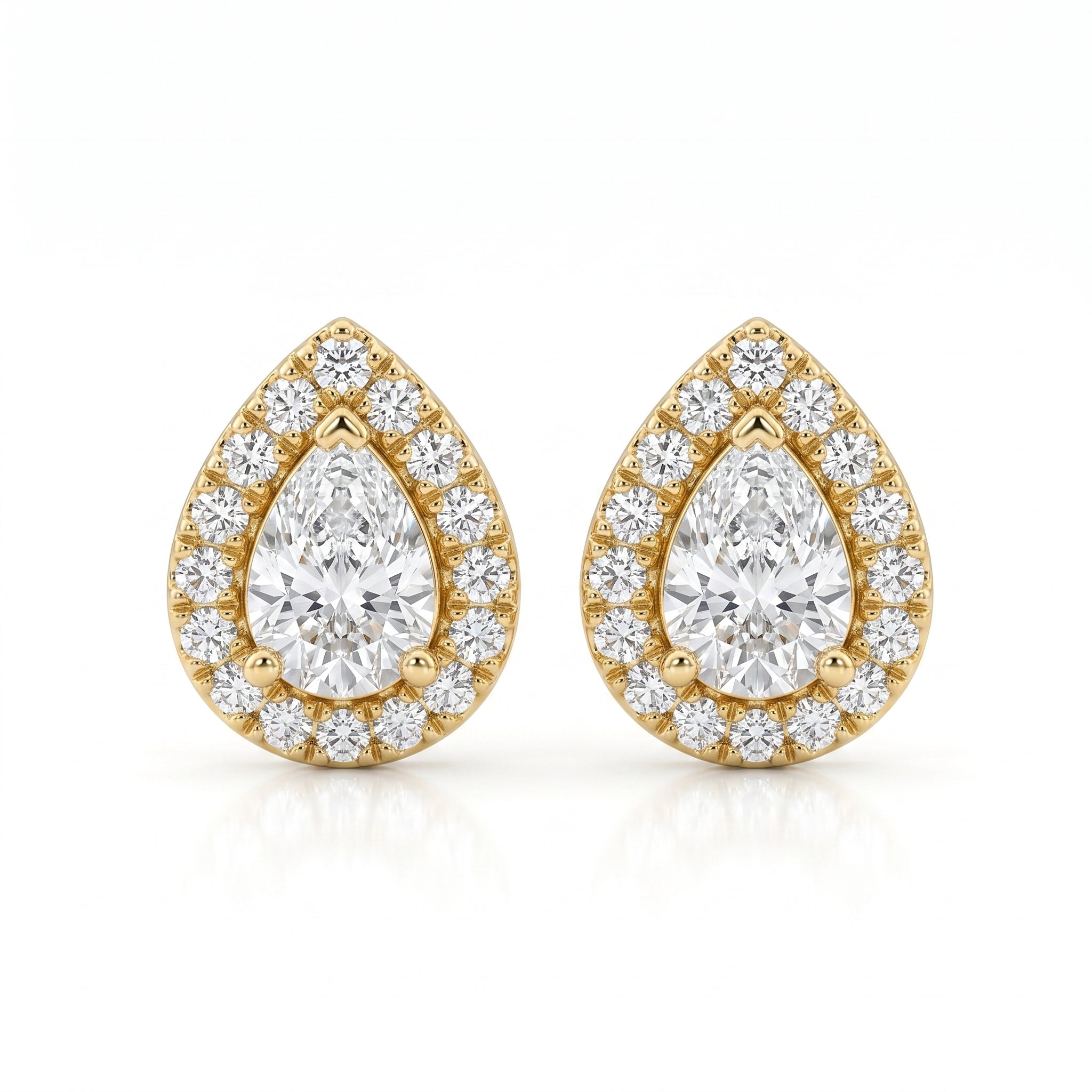 Pearshape Halo Earrings