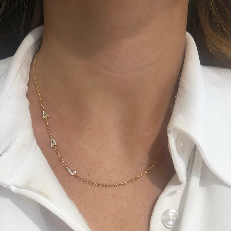 Three Mini Side Initial Necklace