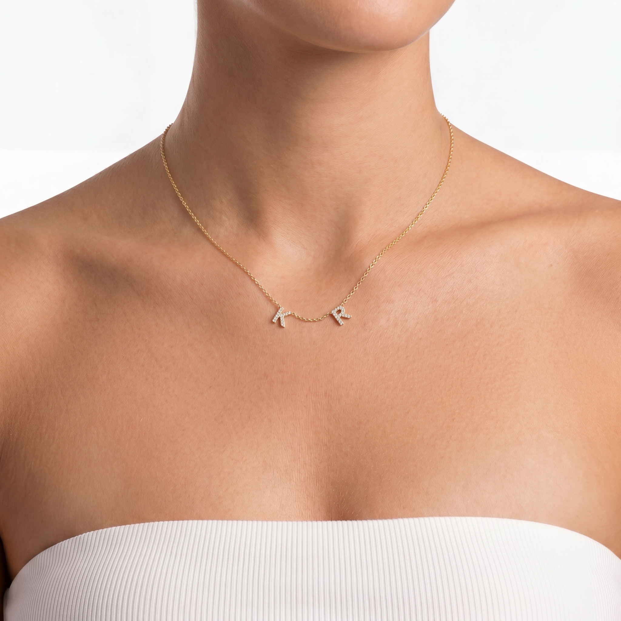 Two Mini Initials Necklace