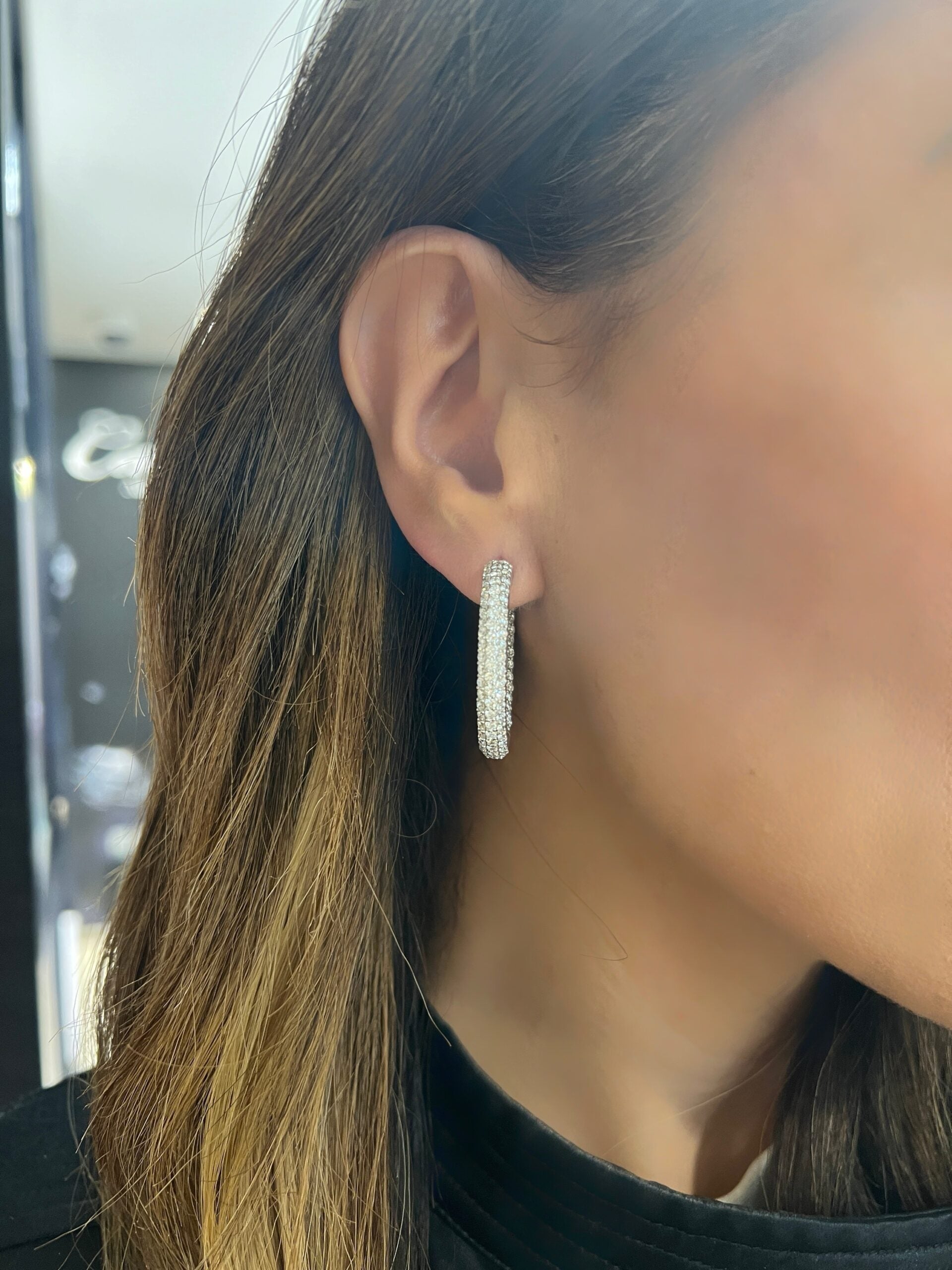 Inside Out Pavé Diamond Hoops